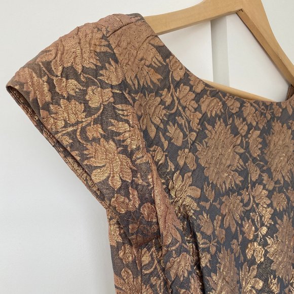 Vintage 50s Metallic Brocade Dress (I Magnin & Co) - Picture 2 of 5